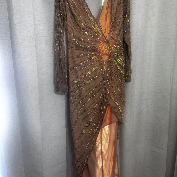 Sequin and bead Embellished wrap formal dress - Picture 2 of 7